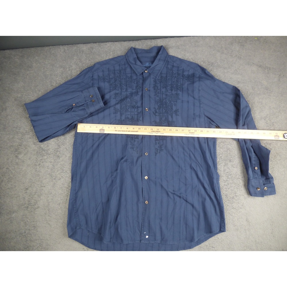 Tommy Bahama Mens Blue Embroidered Long Sleeve Button Down Cotton Shirt Large - Picture 9 of 11